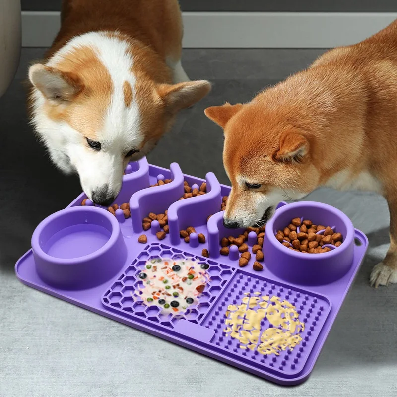 Anti Slip Silicone Dog Licking Mat with Suction Base for Pets Anxiety Relief and Feeding Slow Feeder Pad