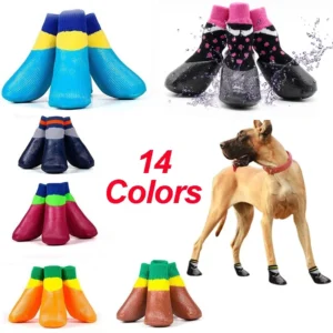 Anti stain Nonslip Outdoor Waterproof Pet Dog Cat Socks Booties Shoes With Rubber Sole for Walking Running