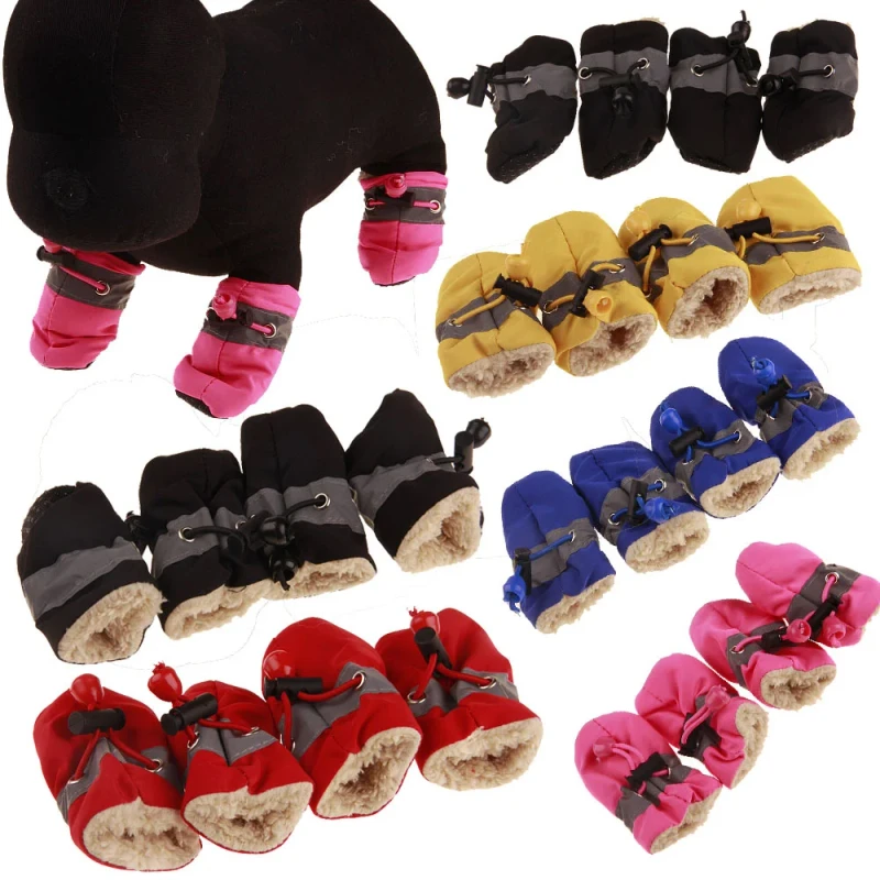 Antiskid Waterproof Winter Pet Dog & Cat Solid Anti slip Rain Snow Boots Thick Warm Socks Booties