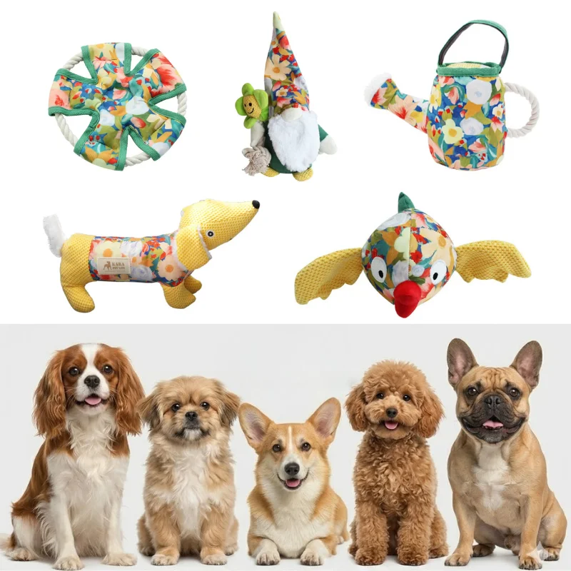 Anxiety Relief Dog Chew Toy Durable Mixed Material Puppy Squeaking Toy Boredom Breaker Interactive Pet Toy for Small Dogs