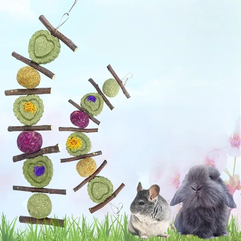 Apple Branch Grass Cake String Grass Ball Rabbit Molar Toy Natural Hay Teeth Cleaning Handmade Small Animal Chew Toy