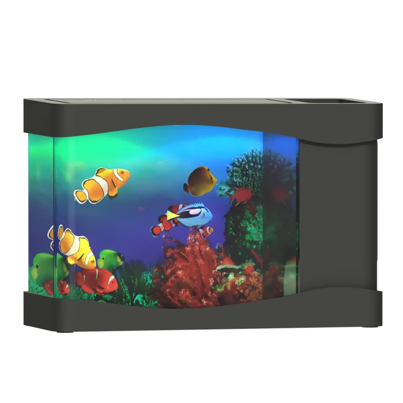 Aquarium Accessories Mini Aquarium USB Battery Powered Artificial Fish Tank with 3 Emulational Moving Fish