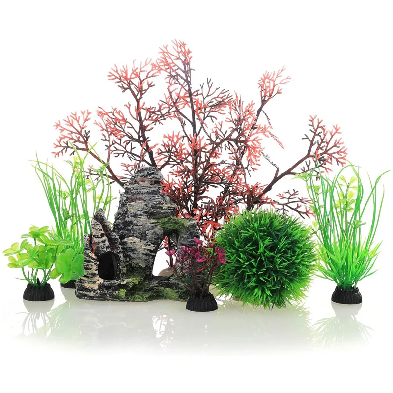 Aquarium Aquascape Plastic Simulation Plants Fish Tank Flower Ornament