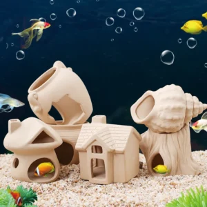 Aquarium Cave Shrimp Fish Tank Pottery Jar Shape Fish Tube Cave for Hiding Resting Playing