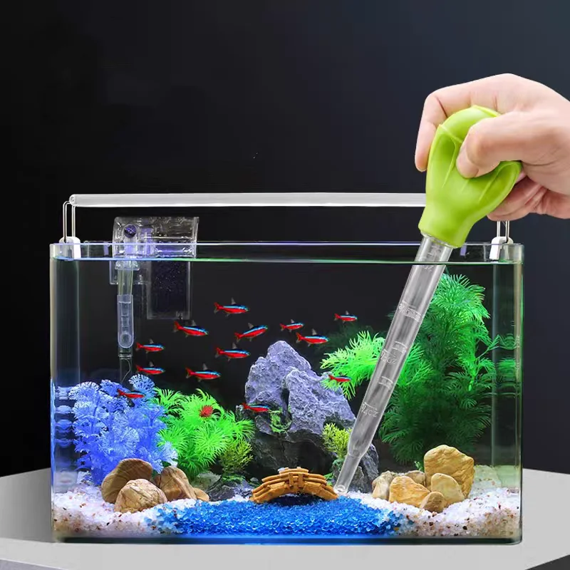 Aquarium Cleaning Accessories Eco-Friendly Plastic Hand-Squeezed Straw Water Suction Pipe Fish Tank Pipettes Siphon Bags