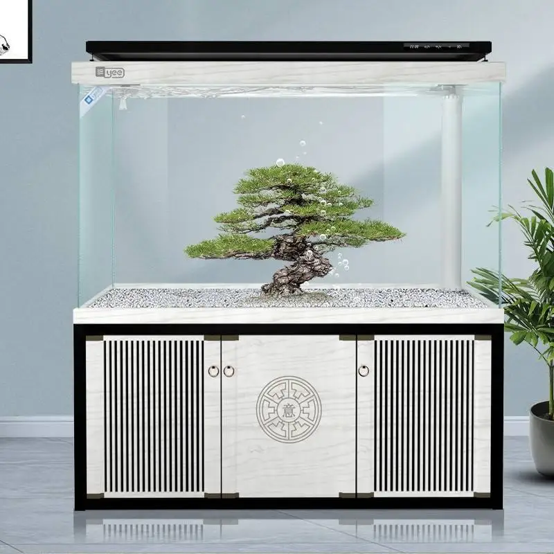 Aquarium Fish Tank Glass Large Tank with Cabinet Ultra White Customized Aquariums & Accessories Breed Fish