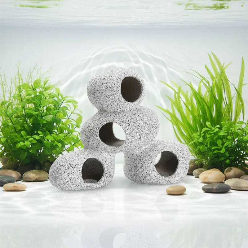 Aquarium Fish Tank Landscaping Cylindrical Ceramic Pot Maintenance Decoration Pleco Cave Breeding 1.5L Multi Size