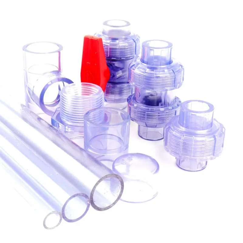 Aquarium Fish Tank Water System Accessories Blue Transparent UPVC Pipe Connectors Ball Valve Quick Fittings