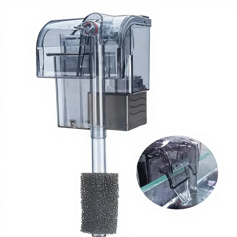 Aquarium Hang On Filter Submersible Activated Carbon Biochemical Wall Mounted Fish Tank Filtration System (5-10 Gal)