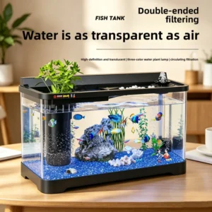 Aquarium Landscape Desktop Fish Tank Plastic 13L Small Goldfish Tank Integrated Ecological Filtration Oxygenation System