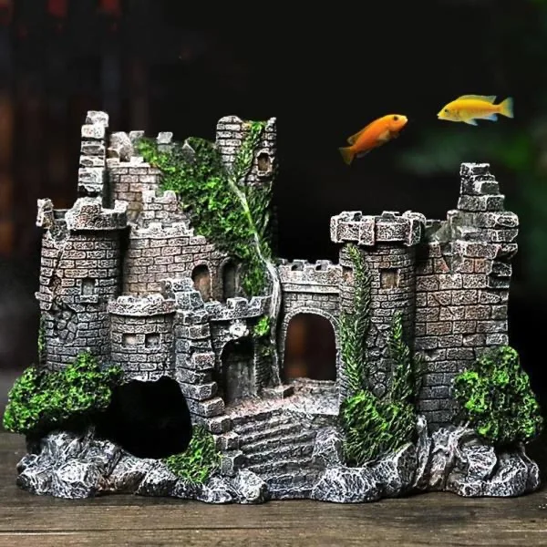 Aquarium Modern Lightweight Plastic Castle Hidden House Betta Fish Shrimp Turtle Stone Cave Hiding Place Fish Tank Accessories