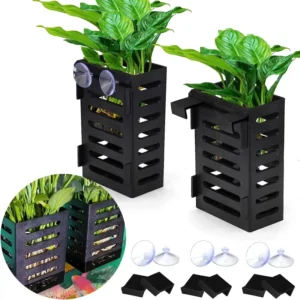 Aquarium Plant Holder with Hooks and Suction Cups Hanging Aquatic Planter Cups for Aquarium Decorations Plants