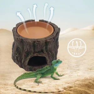 Aquarium Three in One Resin Ceramic Avoidance Humidification Cave Food and Water Basin Decoration Landscape Crawling Pet Hiding