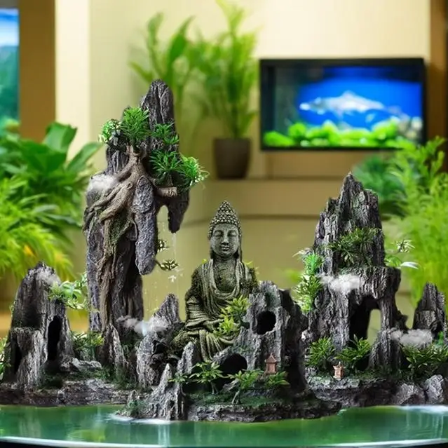 Aquariums Accessories Interior Decoration for Aquariums Artificial Rockery Stones Fish Tank Landscape Aquarium Plants
