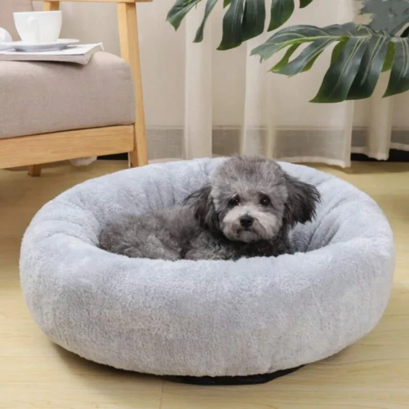 Arctic Fleece Round Short Plush Pet Bed All Seasons Warm Cozy Dog Cat Bed Comfortable Nest for Indoor Cats Small Dogs Mat