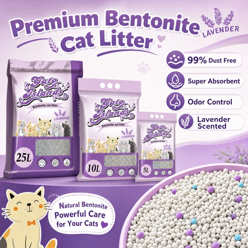 Arena De Gato Long Lasting Freshness Cat Litter Sand Dust Free Clumping Cost Effective Bentonite Cat Litter