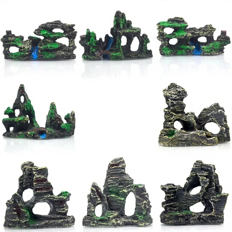 Artificial Aquarium Decoration Moss covered Resin Cave Fish Aquatic Plastic tank and Accessories