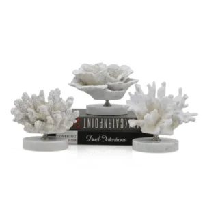 Artificial Aquarium Resin Coral Decor Marble Base Coastal Collections for Home Decoracion