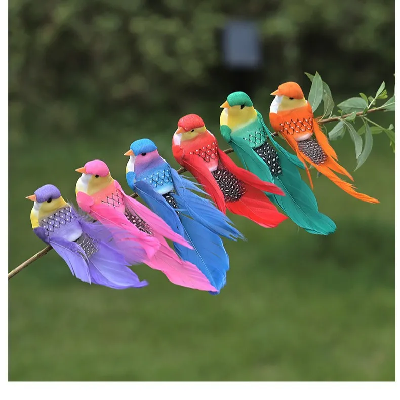 Artificial Feather Bird Colorful Foam Handmade Christmas Garden Home Decoration Craft
