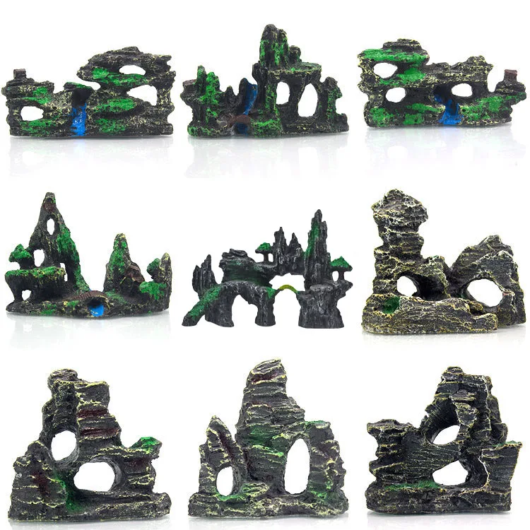Artificial Rock Stone Aquarium Decoration Landscape Fish Tank Ornaments Small Aquatic Plants Simulation Pine Bark Stone
