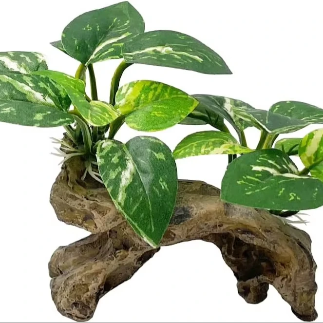 Artificial Water Plants for Aquarium Fish Tank Turtle Fish Scenery Resin Sunken Wood Plastic Decorations for Living Room
