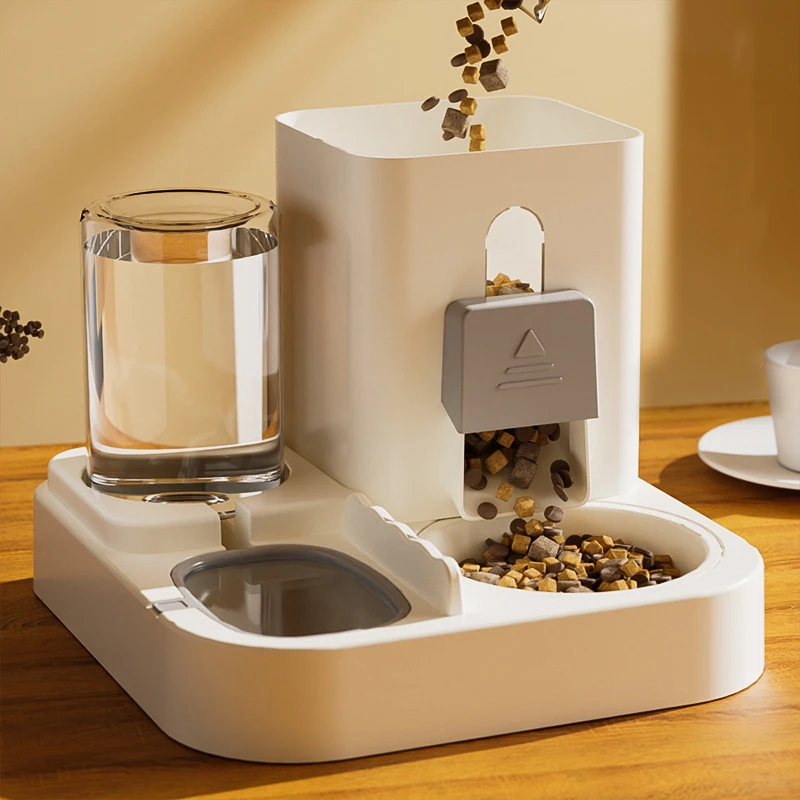 Automatic Dog & Cat Small Animal Eco Friendly PP Dual Bowl Pet Feeder with 2.3L+1L Capacity Waterproof