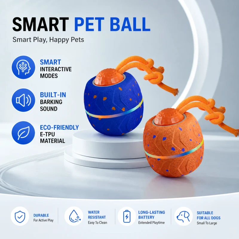 Automatic Moving Bouncing Durable Biting Jumping Self Amusing Entertainment Chewing Smart Interactive Pet Dog Ball Toy