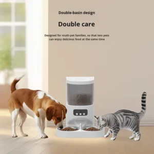 Automatic Pet Bowl Food Feeder Dual Bowl for Cats Dogs with Remote APP Support Monitoring Timing Quantitative Feeding 2kg CN