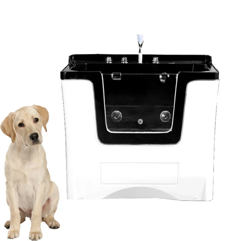 Automatic Pet Cleaning Grooming Bathtub Spa for Small Animals Bathing Sink Animal Pool PU Material Pure White & Black