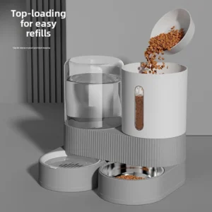 Automatic Pet Feeder & Water Dispenser Integrated Cat & Dog Bowls Large Capacity Polypropylene