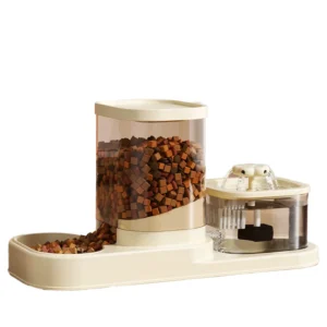 Automatic Pet Feeder Water Dispenser and Food Bowl Portable Plastic Design for Cats and Dogs with Love Style