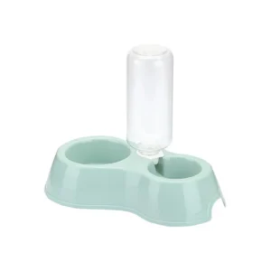 Automatic Pet Supplies PP Material Water and Food Bowl Set with Water Bottle for Small Animals Like Cats and Dogs Blue