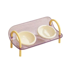Automatic Plastic Pet Feeder for Cats & Dogs Removable Double Bowls Easy Clean Portable Indoor Use