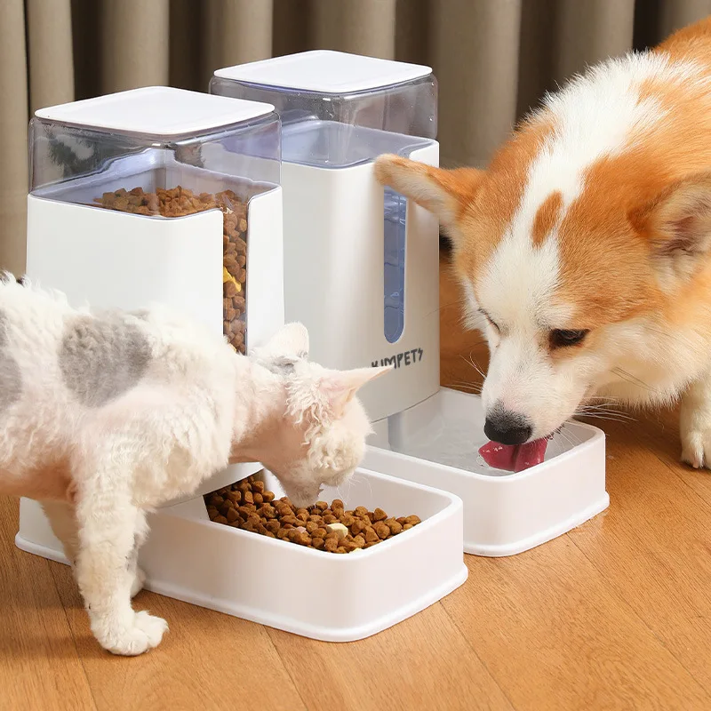 Automatic Plastic Pet Feeder for Dogs & Cats Water & Food Bowls Easy to Clean Indoor Use
