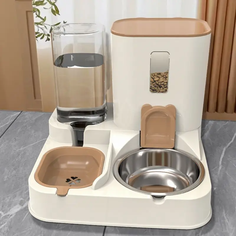 Automatic Resin Pet Feeder with Foldable Design Reusable Tracking Feature Integrated Food & Water Bowl for Cats and Dogs