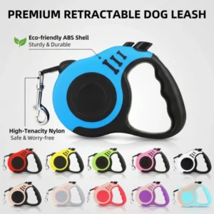 Automatic Retractable Dog Leash Made of Nylon Plastic Strong Traction Belt with Non Slip Handle for Easy Pet Walking Control
