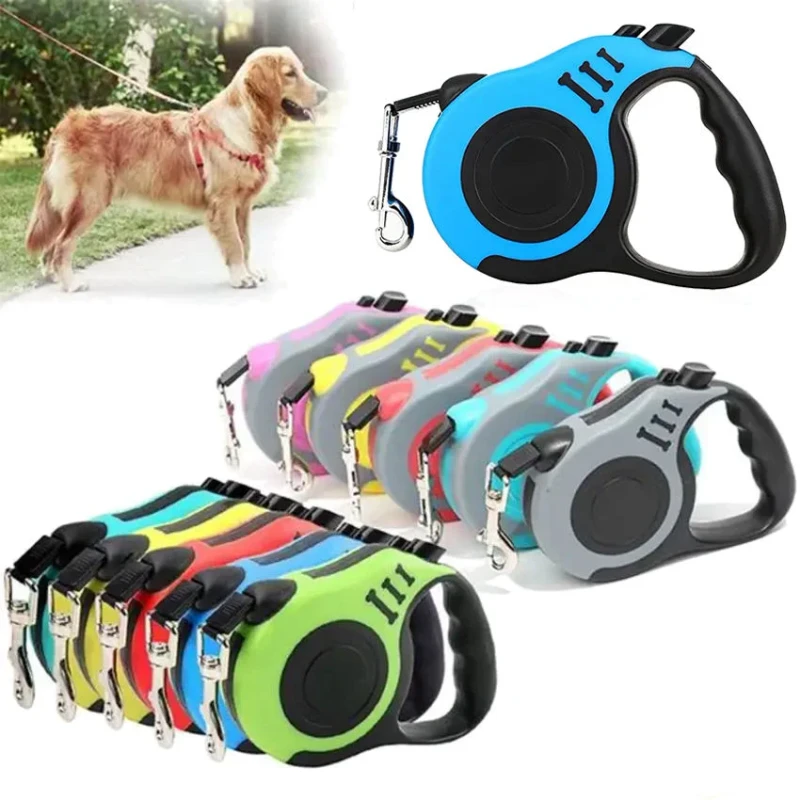 Automatic Retractable Dog Leash Made of Nylon Plastic Strong Traction Belt with Non Slip Handle for Easy Pet Walking Control