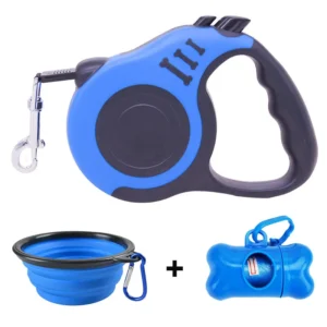 Automatic Retractable Pet Dog Leashes Outdoor Travel Nylon Folding Food Bowl & Waste Poop Bags Set Hands-Free Slip Leads