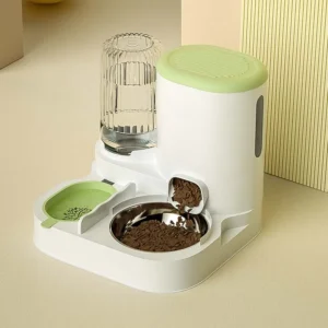 Automatic Stylish Portable Cat Dog Pet Feeder Water Dispenser Rounded Plastic Integrated Bowl Eating Drinking Food Storage