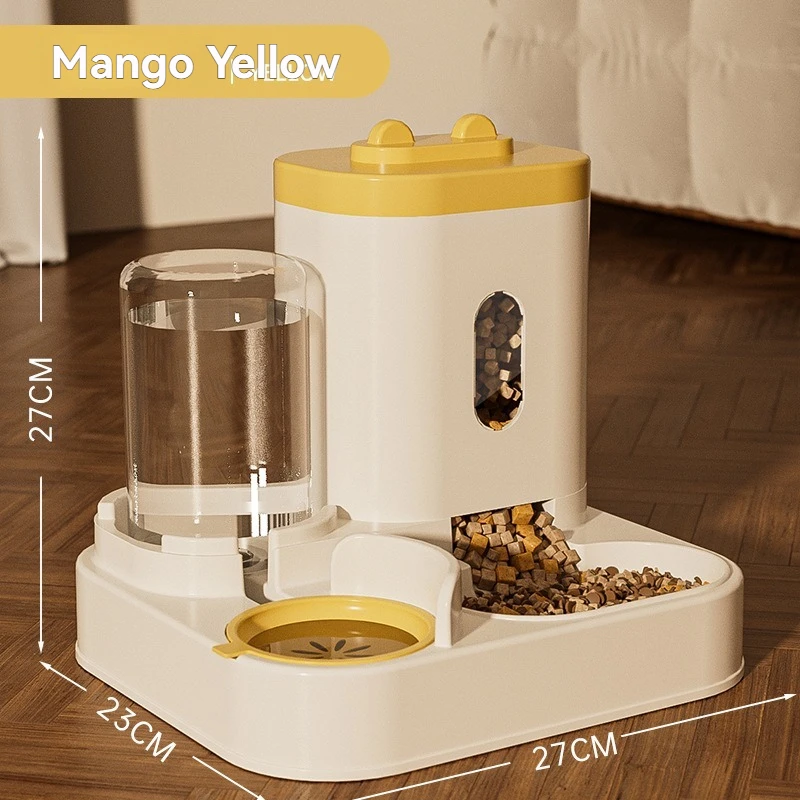 Automatic Sustainable Modern Pet Feeder Water Dispenser 2 in 1 Premium for Yellow Dog Bowl Food Grade Plastic Smart Cat