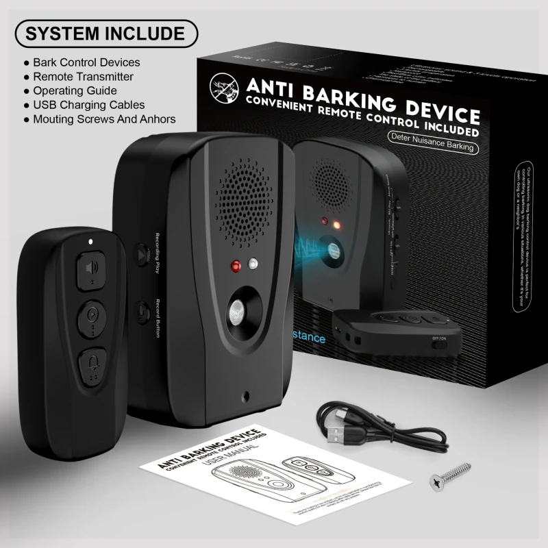Automatic Ultrasonic Bark Control Sensor Rechargeable Training Tool Plastic IPX5