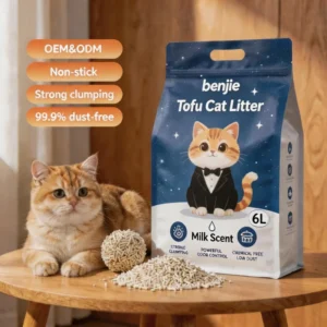 BENJIE Fast Clumping Extra Odor Control Biodegradable Eco Friendly Flushable Ultra Absorbent Natural Tofu Cat Litter