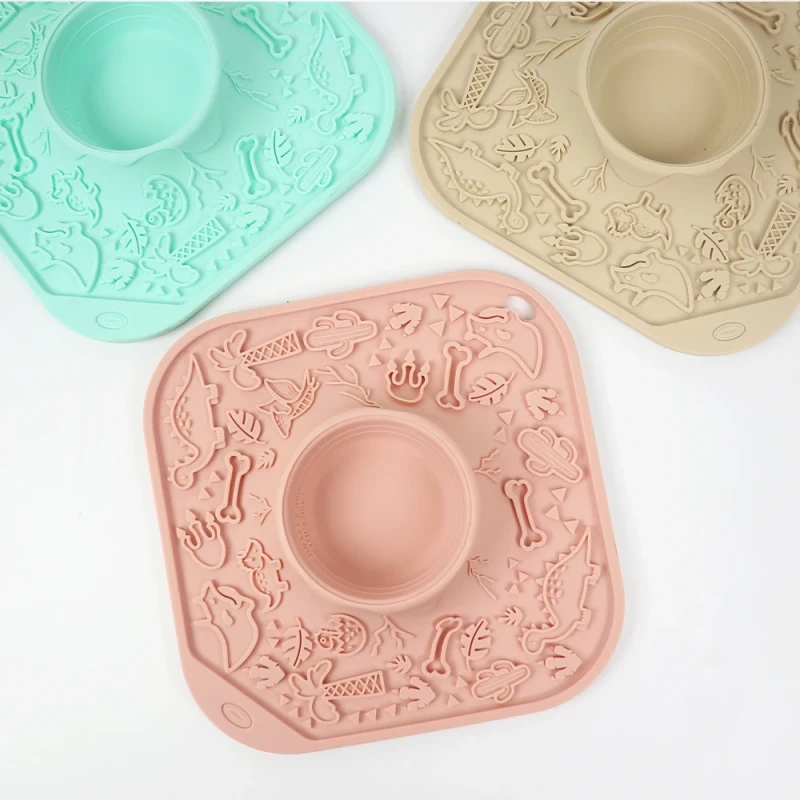 BPA Free 2 in 1 Non Slip Suction Cups Slow Feeder Bowl Pet Lick Mat Dog Pet Placemat