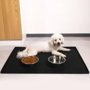 BPA Free Rectangle Shaped Silicone Dog Feeding Mat Non Slip and Non Spills Pet Feeder Pad with Solid Pattern