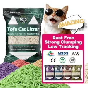 BSCI Factory Flushable Tofu Cat Litter 1.5 2.0 3.0 mm Multiple Colors Strong Clumping of Natural Plants Cat Litter Sand for Cat
