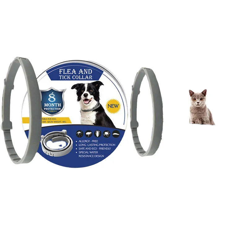 Bagged Adjustable Rubber Anti flea Dog Collar Personalized Pheromone Calm Design Rivet Decoration Solid Pattern All Season