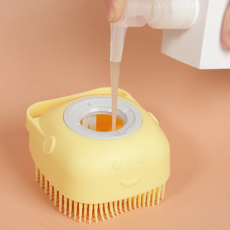 Bathroom Puppy Dog Bath Massage Brush Soft Silicone Stocked Pet Grooming Cleaning