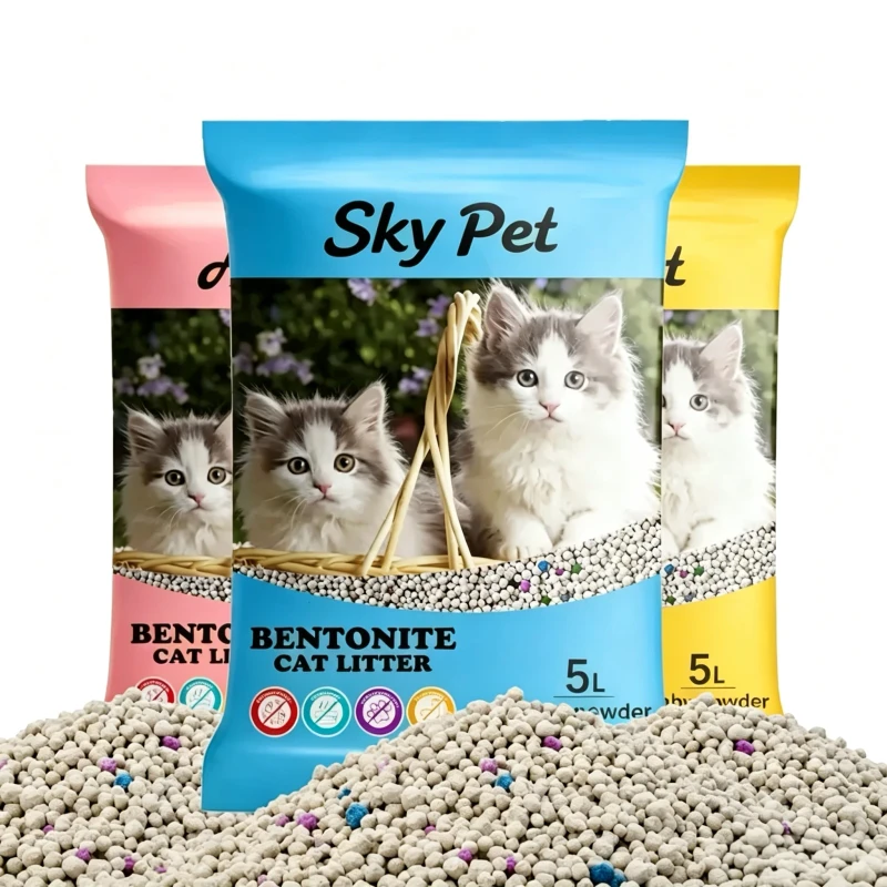 Bentonite Cat Litter Low Dust Strong Clumping Highly Adsorbent Spherical Litter