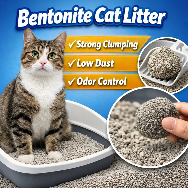 Bentonite Cat Litter Strong Clumping Low Dust Odor Control Bulk OEM Supplier