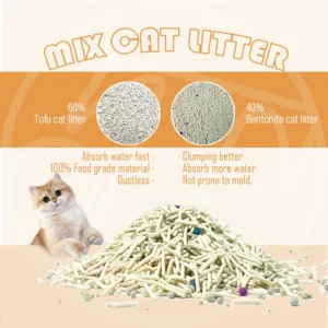 Bentonite and Tofu Mixed Cat Litter 60 40 Blend Flushable 2.5kg Dust Free